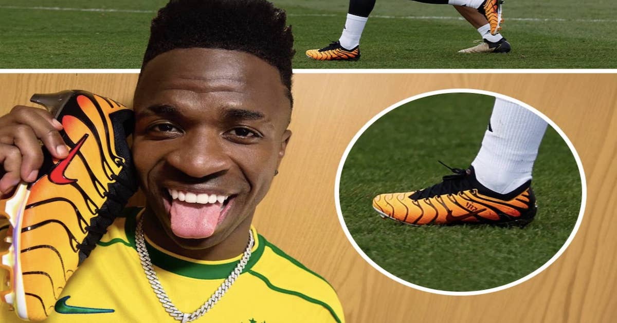 فينيسيوس جونيور يظهر بحذاء نايكي الجديد "Air Max plus" في تدريبات ريال مدريد